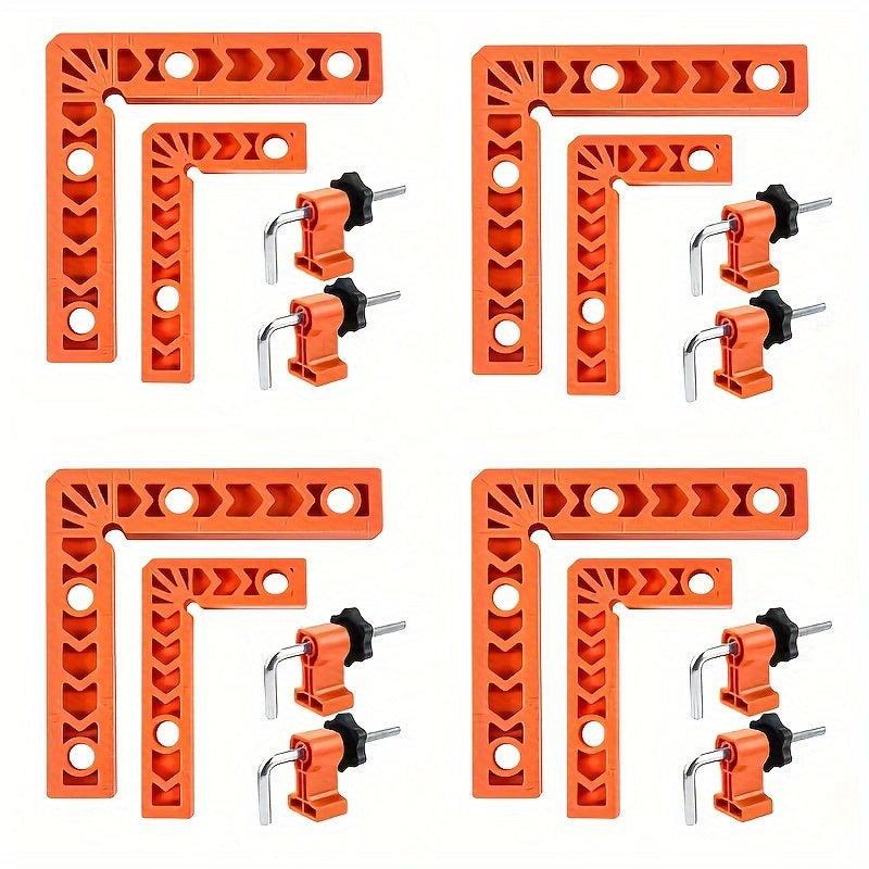 Набор из 16 деревянных угловых зажимов для точного каркасного и коробочного сборки. Включает 8 зажимов, пластиковые угловые зажимы 7,62 см и 10,16 см, а также набор инструментов для столярного угла для точности.