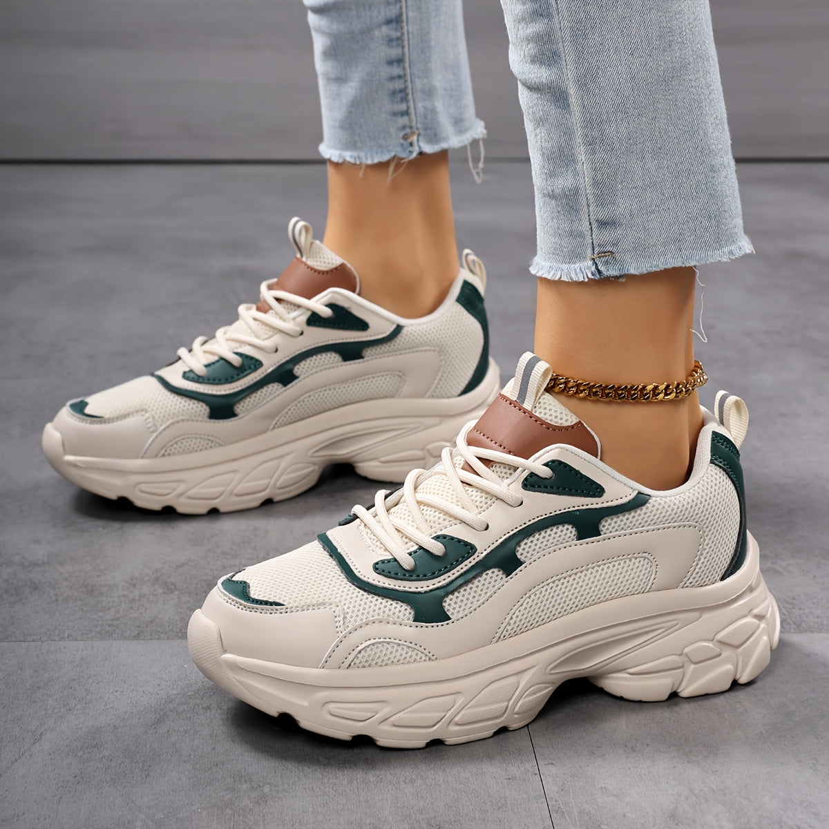 Women's Breathable Mesh Running Shoes with Thick Soles Casual Sneakers for All-Season Outdoor Activities