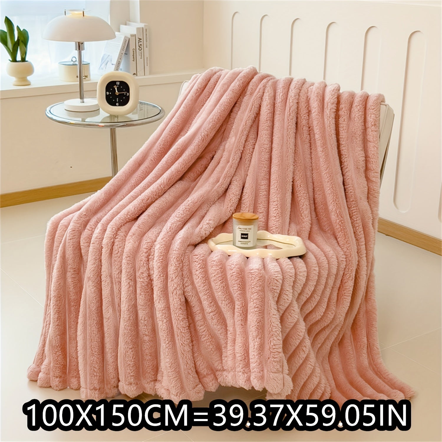 Soft Plush Faux Rabbit Blanket Cozy Warm Stylish for Home and Travel
