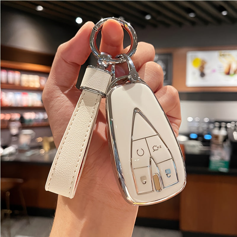 Car Key Cover Case for SUV TPU Leather Key Shell with Key Chain
