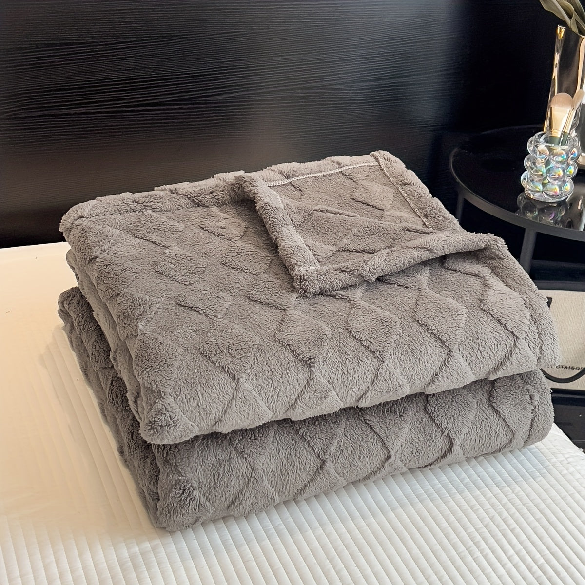 Double-Sided Taffeta Diamond-Quilted Throw Blanket Thick Warm All Seasons