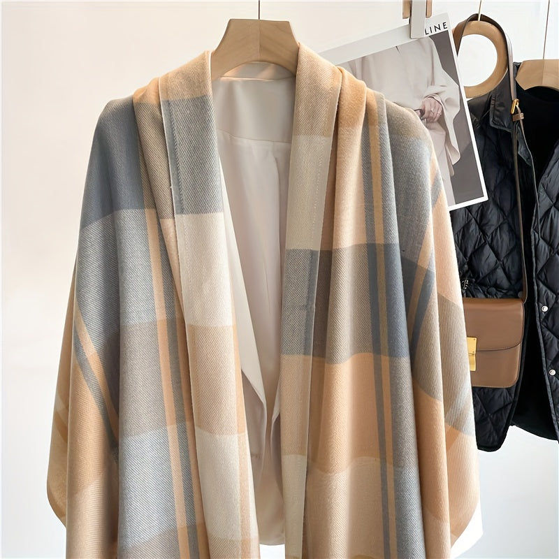 Plaid Wool Scarf with Tassel Detail for Autumn Winter Warmth and Style