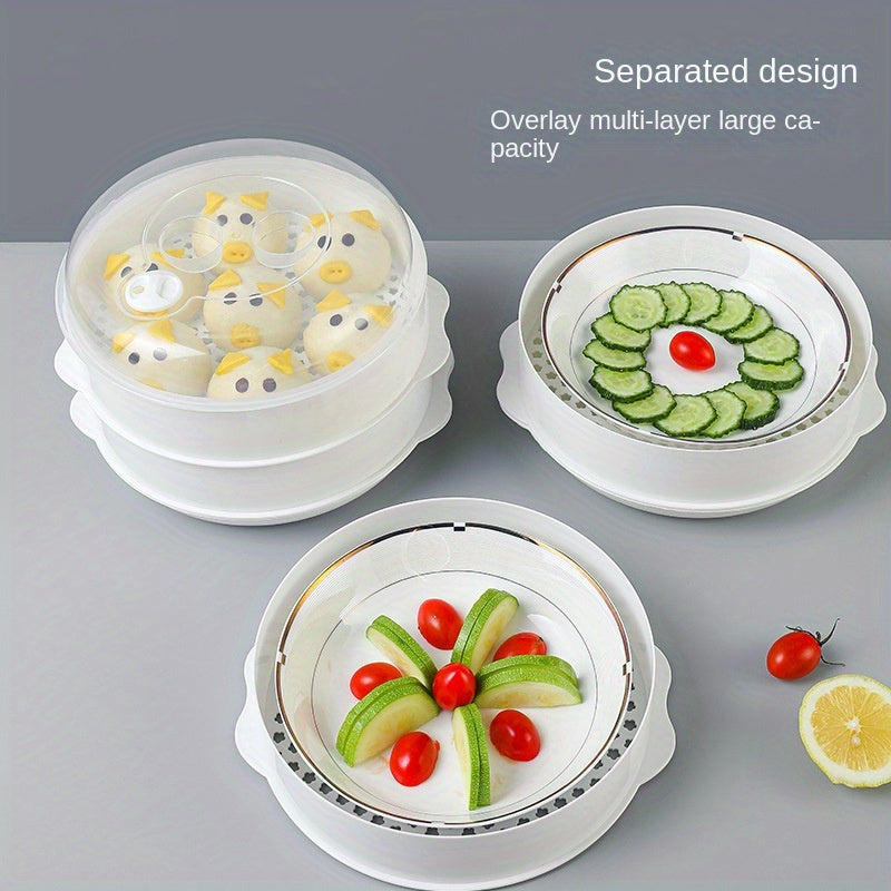 Микроволновая пароварка с несколькими уровнями - прочный дизайн, антипригарный материал, безэлектрическая двойная пароварка, универсальная паровая корзина для подогрева и охлаждения, качество пищевого класса