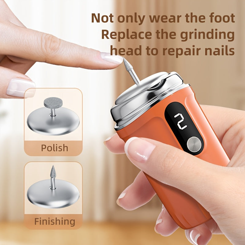 Rechargeable Electric Foot Grinder with Power Indicator and Interchangeable Grinding Heads