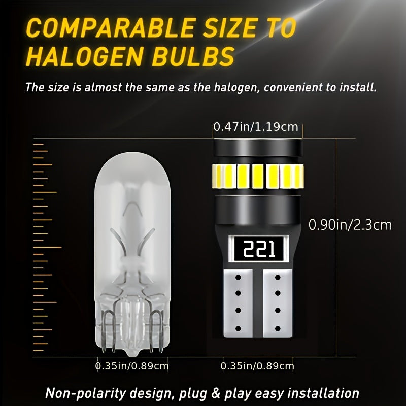 2 Pack T10 LED Canbus Interior Parking License Plate Dome Light 12V Bright