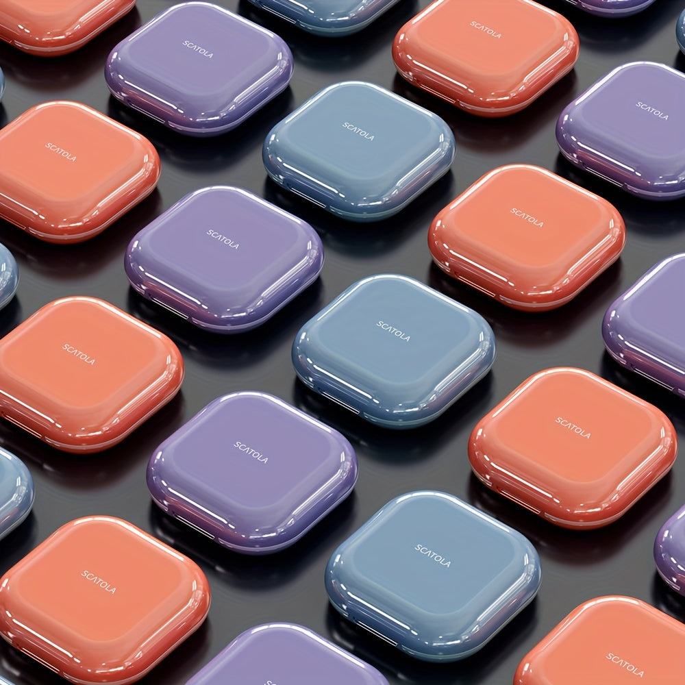 White and Blue 4-Compartment Pill Organizer with Transparent Lid for Travel and Daily Use