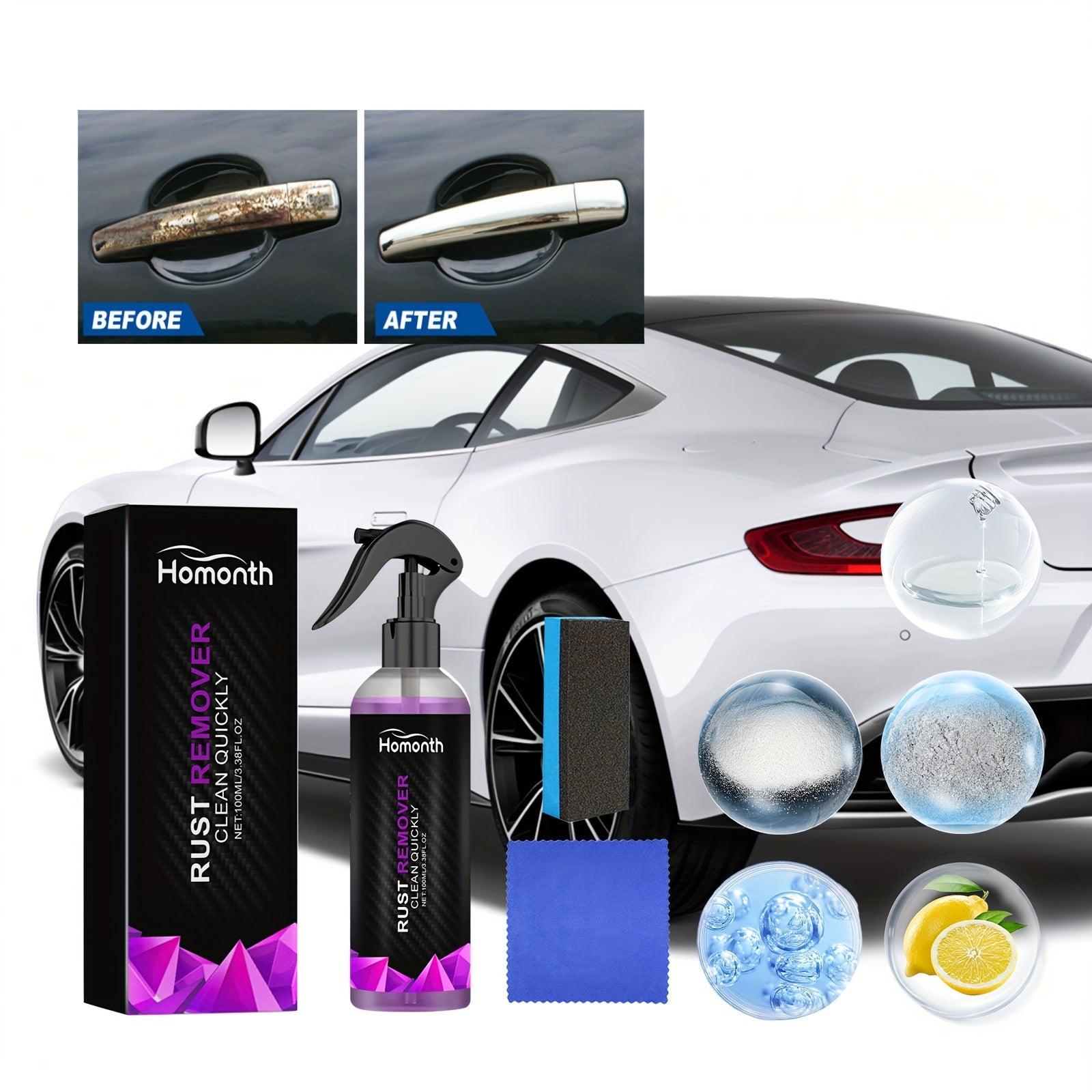 Removedor de óxido para piezas metálicas de coche, limpiador anti-óxido, eliminador de oxidación