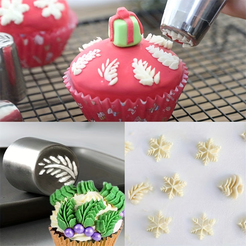 Christmas Cake Decorating Kit Stainless Steel Piping Tips Pastry Bag