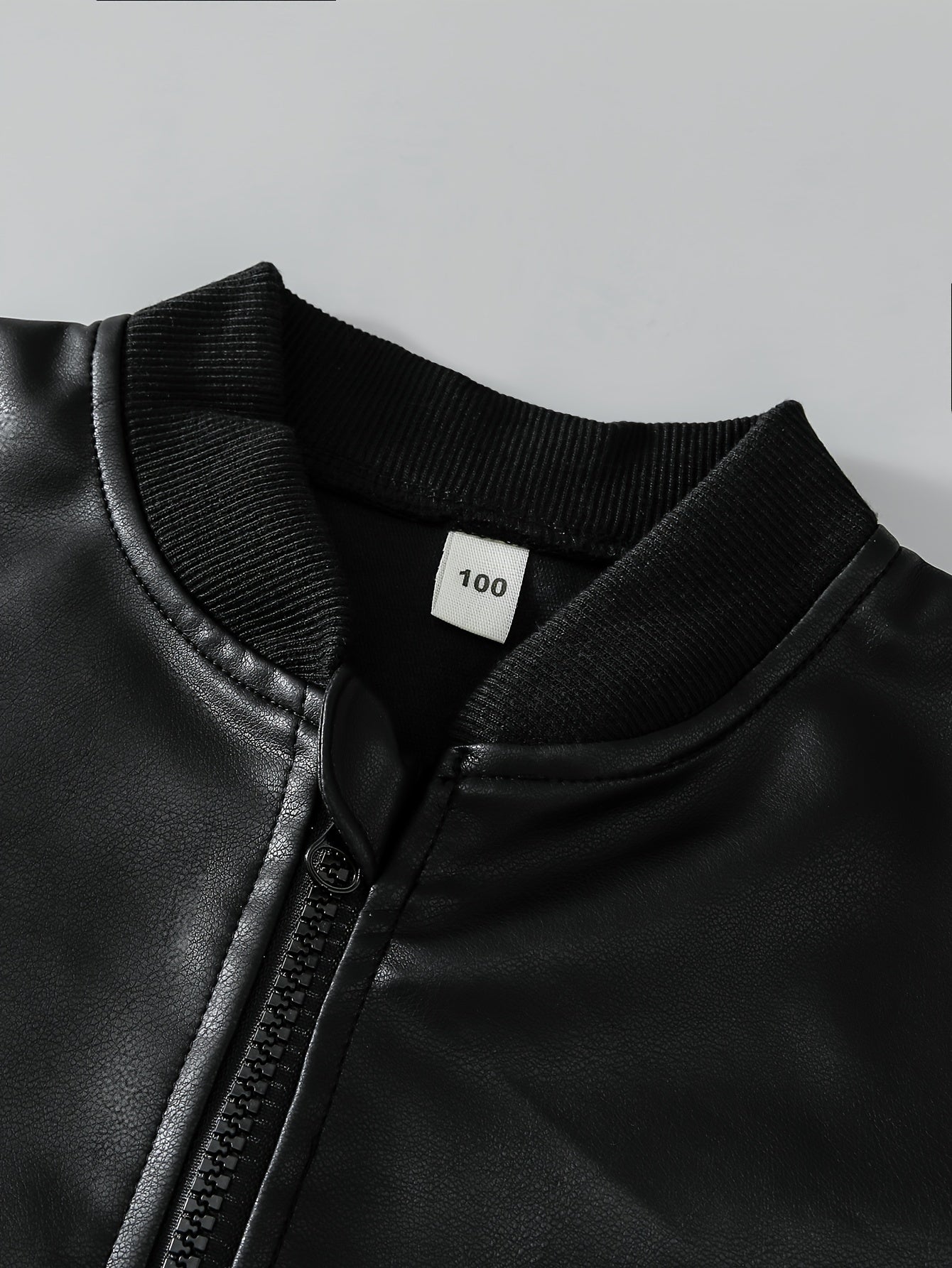 Детская мужская черная куртка из искусственной кожи с застежкой-молнией и воротником-отложным, универсальная для всех сезонов, повседневная