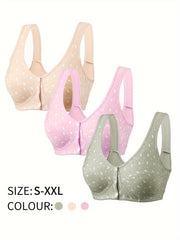 Women's Floral Print Wireless Tank Bras with Front Buckle Breathable Lingerie