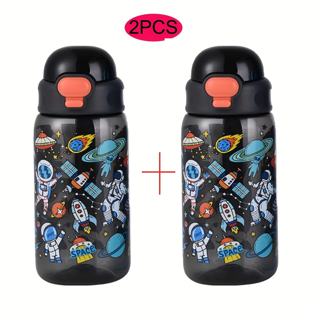 2 Pack 20oz Thermal Transfer Water Bottles with Cartoon Pattern and Handles for Home and Outdoor