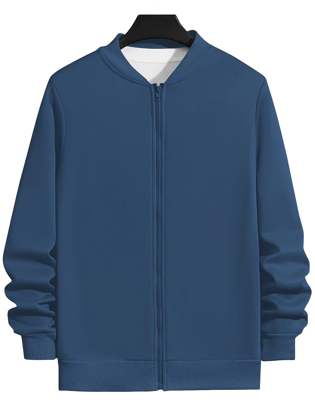 Men's Plus Size Lightweight Polyester Fall Jacket with Baseball Collar Zip-Up Brown White Interior