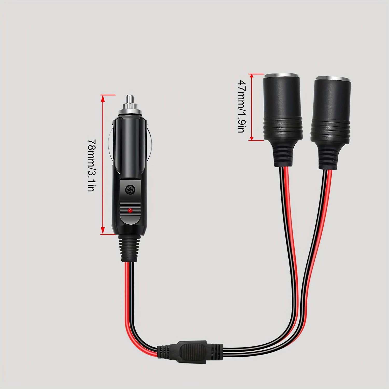 Avtomobil sigareta yong‘oqchi splitter adapteri Y-shakl 2 ro‘yxat 16AWG kengaytirish