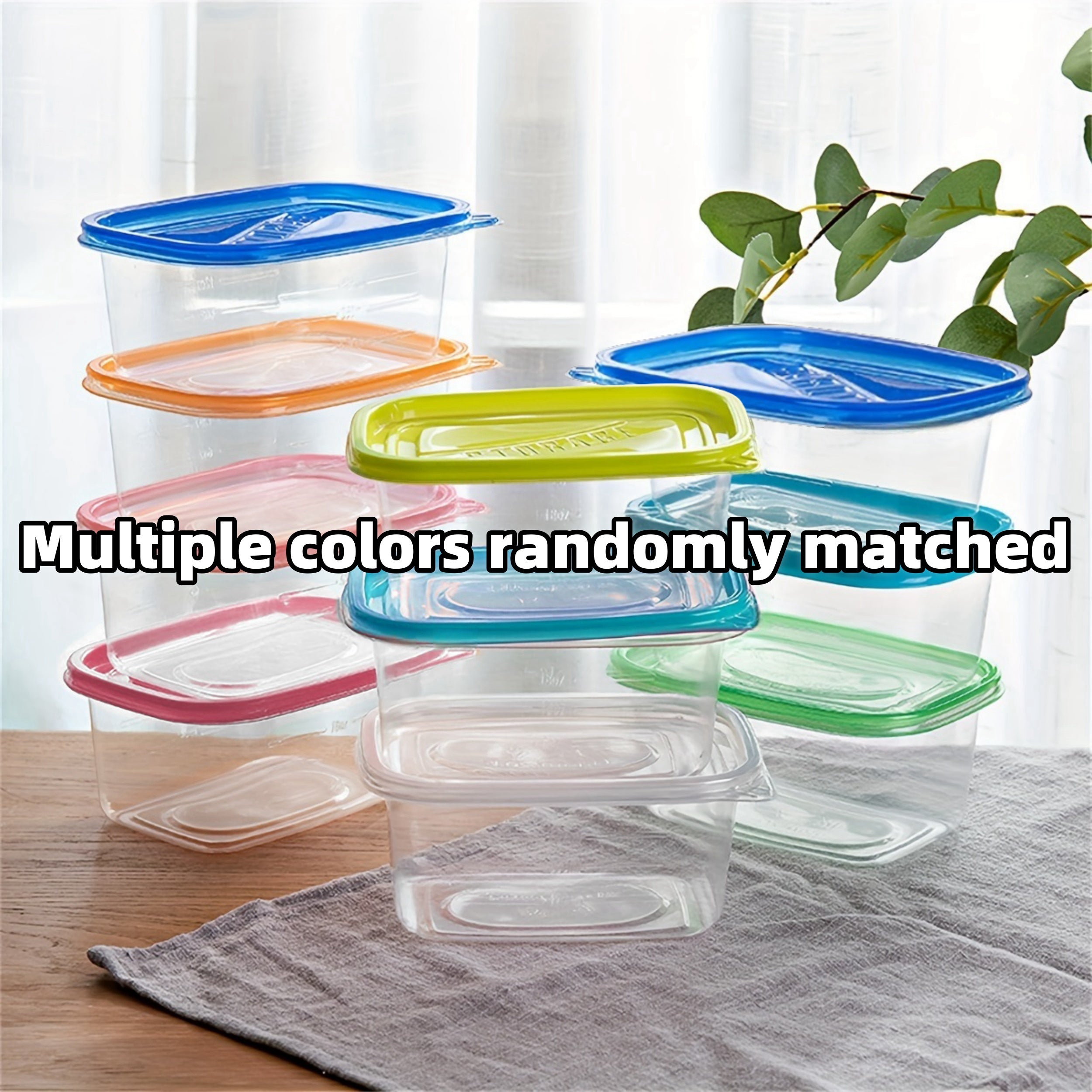 Paquete de 10 recipientes reutilizables para almuerzo de plástico transparente apto para microondas de 24 onzas