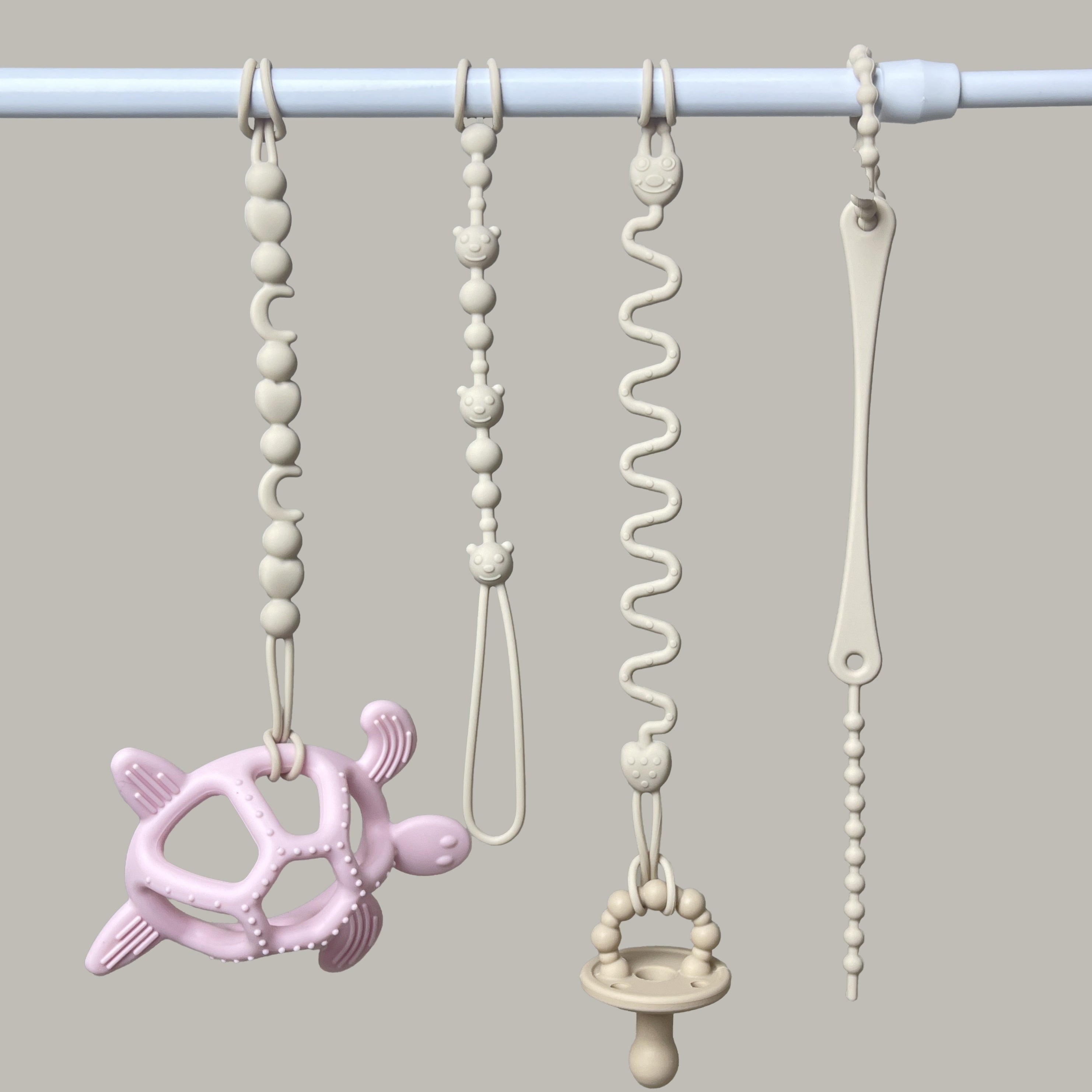 4-Pack Silicone Toy Straps for Binkies and Teethers Adjustable Multicolor