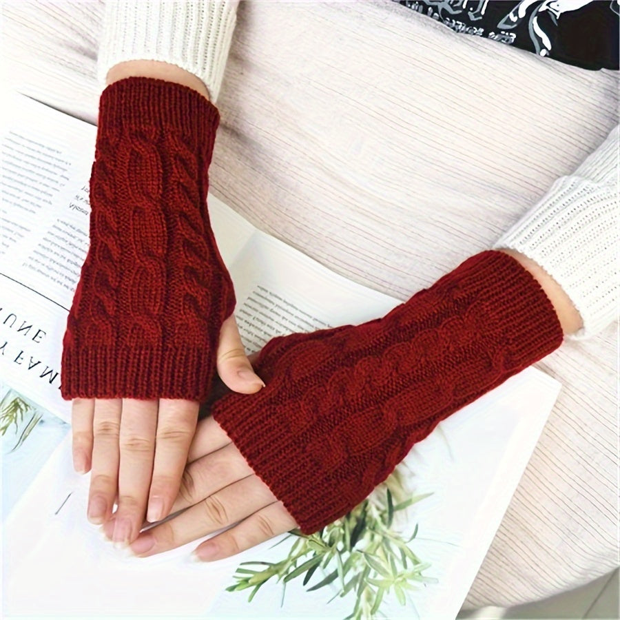 Unisex Acrylic Fingerless Arm Warmers for Casual Wear Touchscreen Compatible