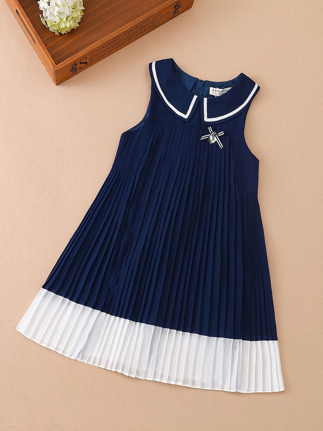 Girls' Knee-Length Chiffon Sundress with Bow Sleeveless A-Line Princess Skirt for Girls Summer