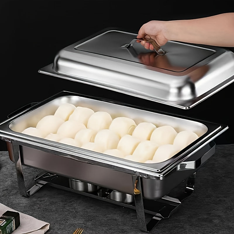 Rectangular Buffet Warmer Set with Lid Stainless Steel Hot Cup for Catering and Parties