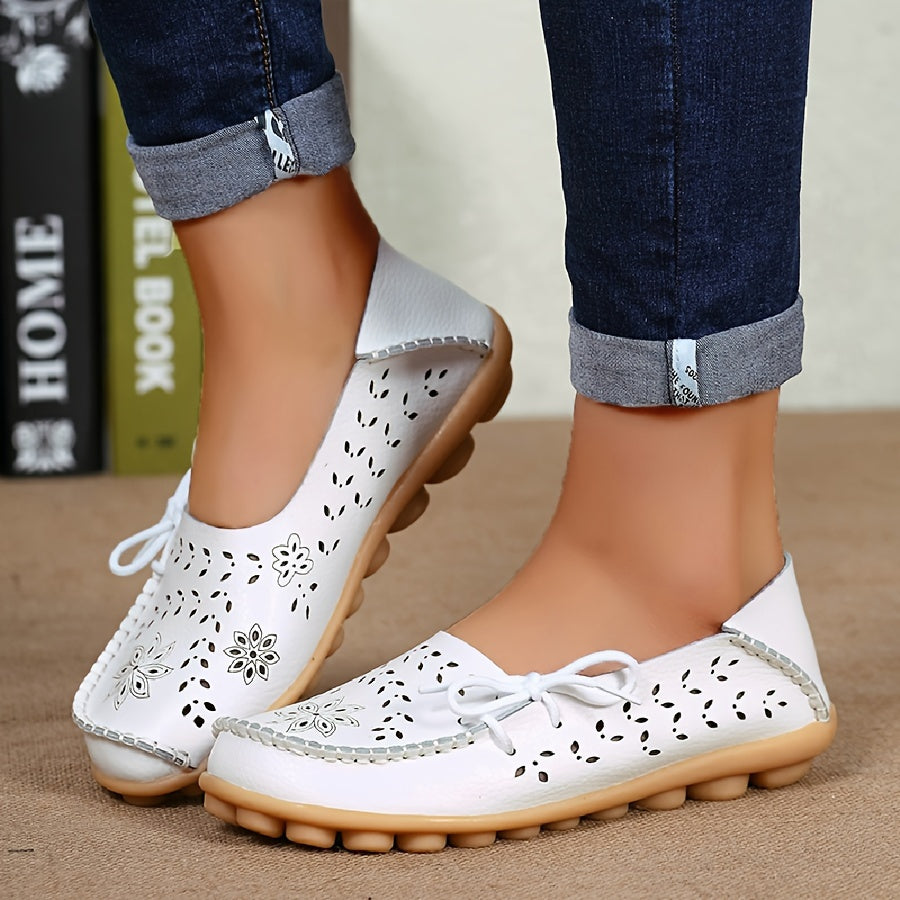 Women's Bowknot Flat Shoes Casual Loafers Hollow Out Slip On Comfortable