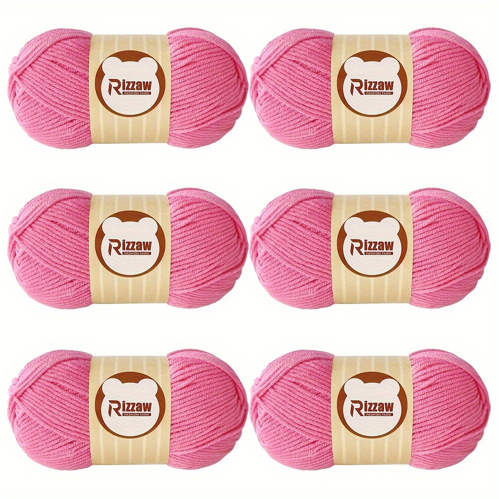 6 Pieces of 50g Soft Acrylic Yarn for Crocheting and Knitting, Assorted Colors