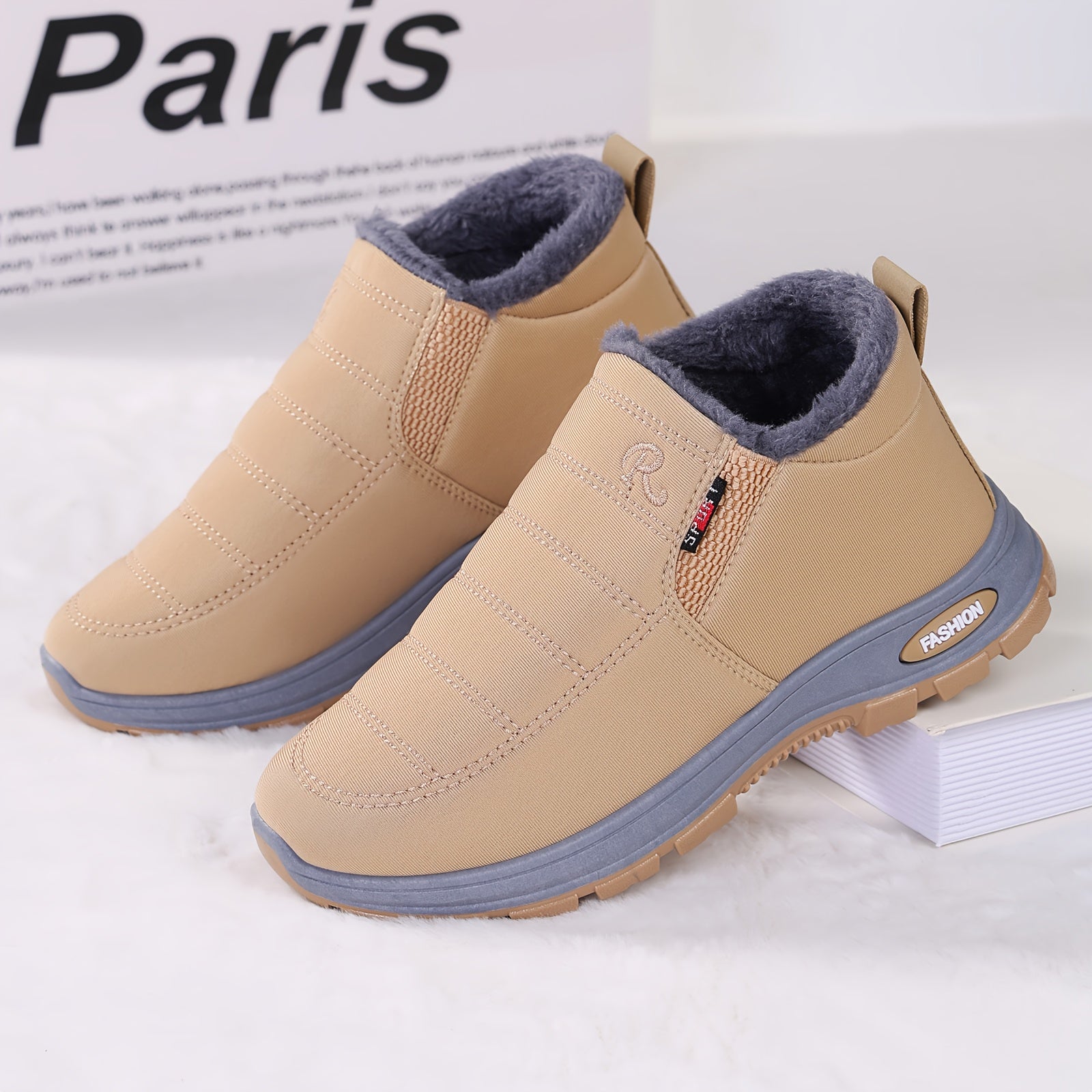 Women's Fleece-Lined Ankle Boots Lightweight Warm Maroon Casual