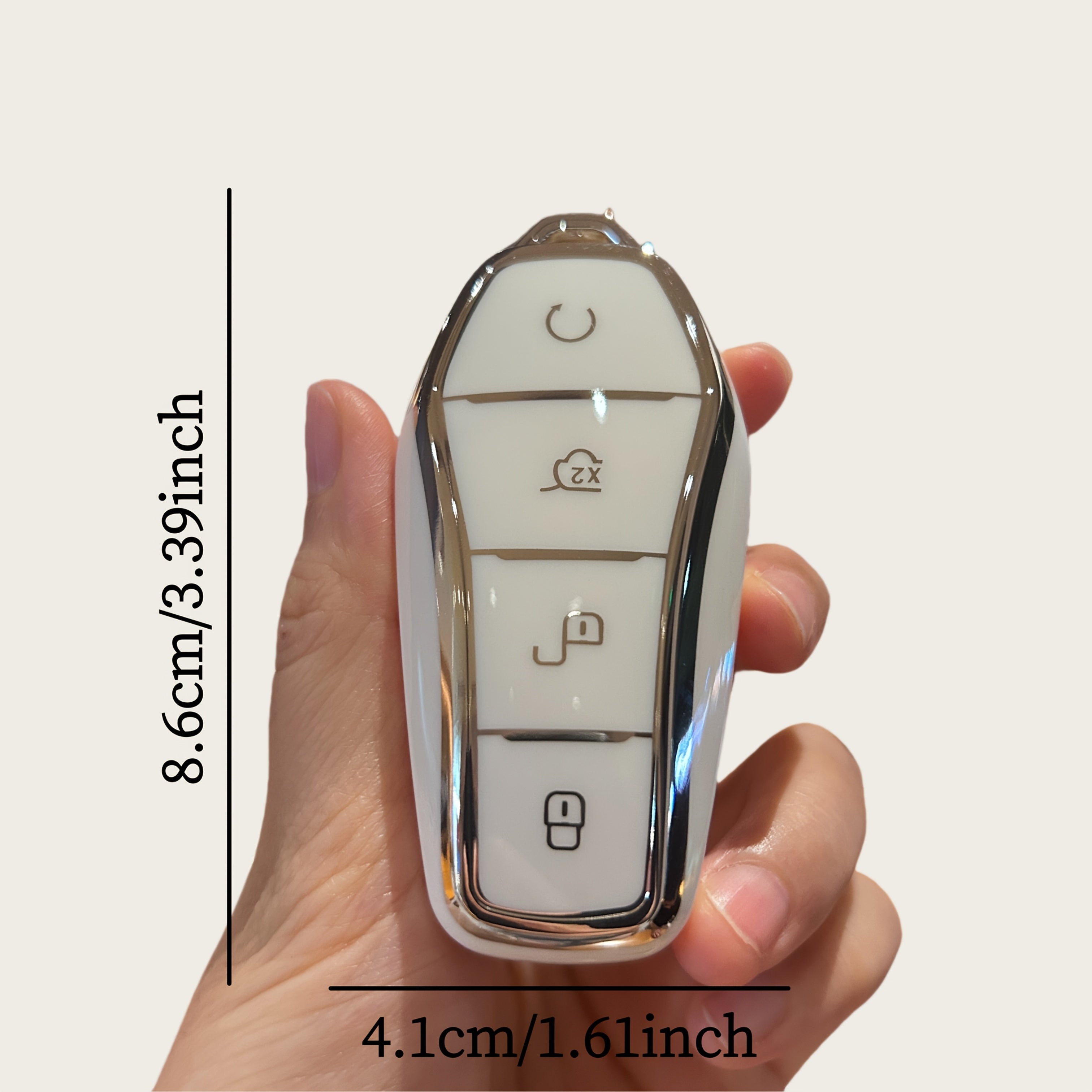 Car Key Shell TPU Soft Flexible Cover for 4-Button Key with Keychain