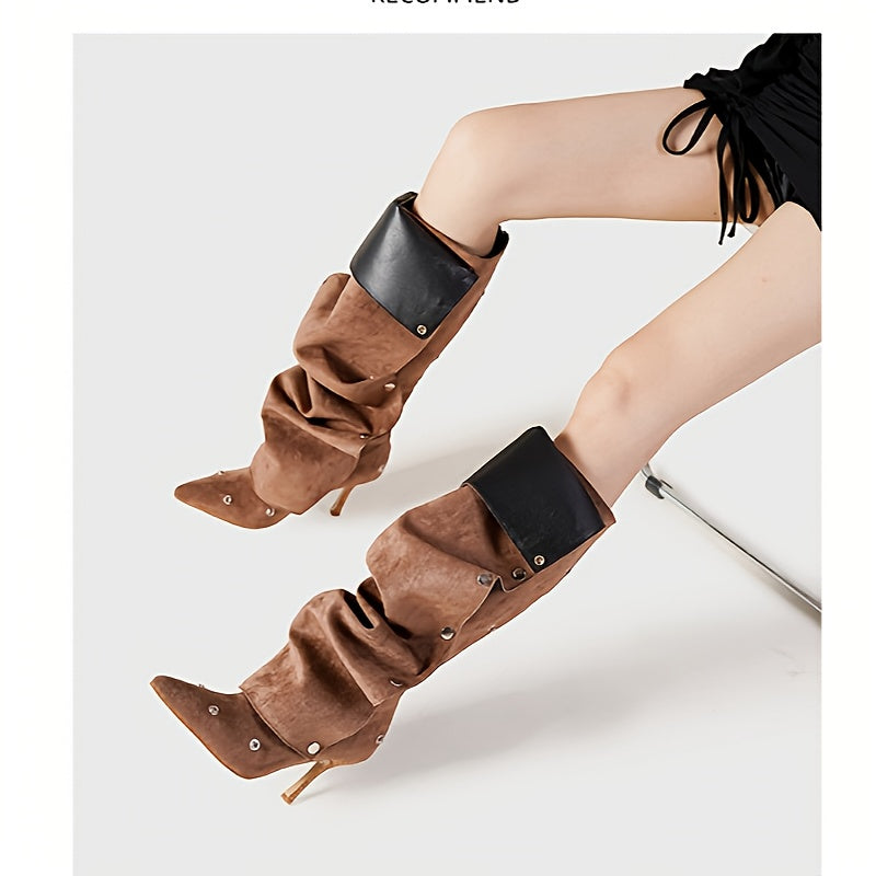 Women's Convertible Two-in-One Ankle Boots with Zipper and High Heel