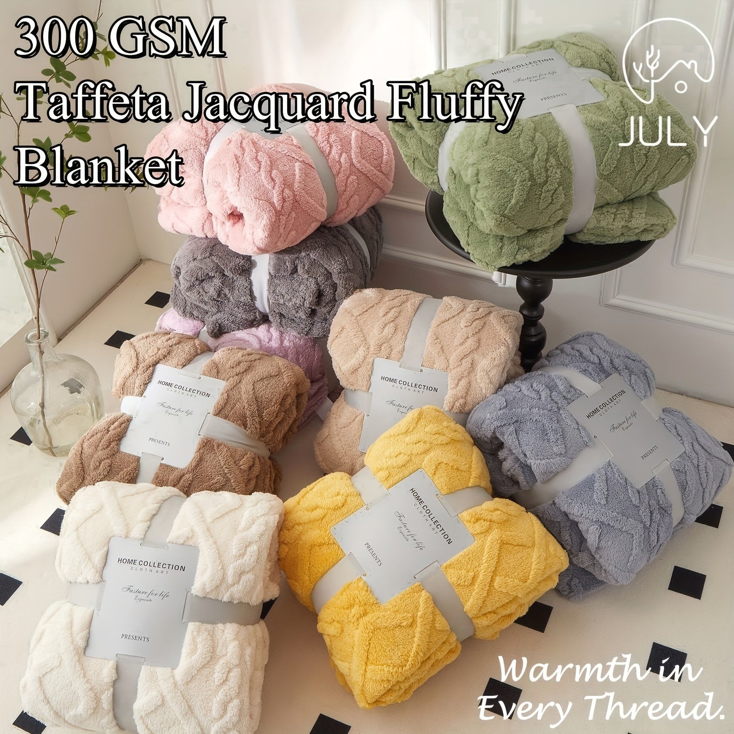 Reversible Jacquard Velvet Blanket for All Seasons Green