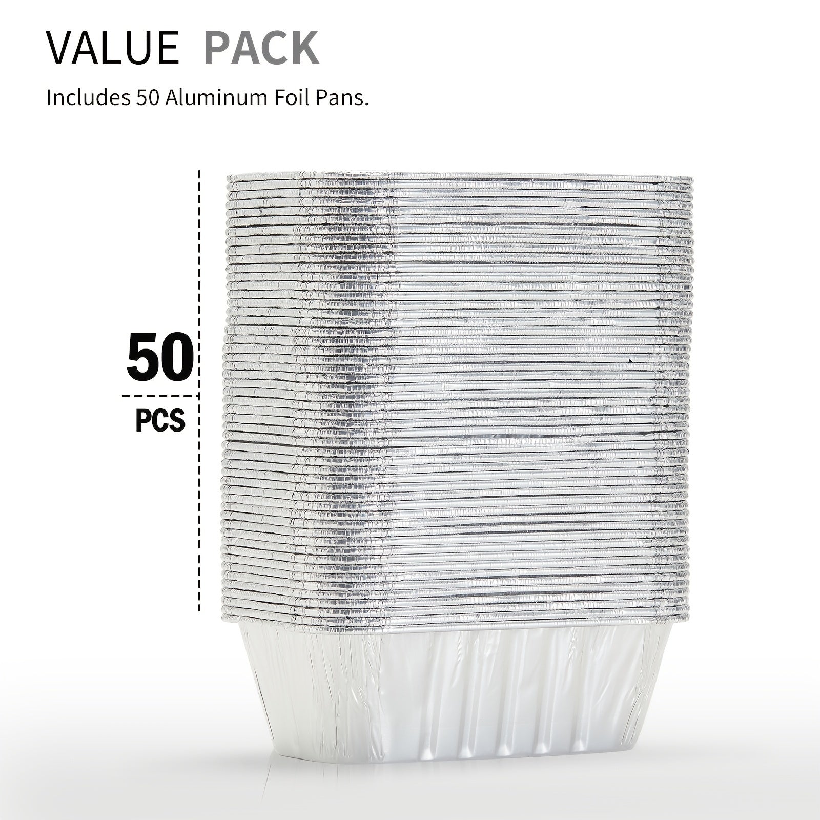 Set of 50 Disposable Aluminum Mini Loaf Pans for Baking Bread 15.24cm x 8.89cm