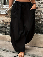 Plus Size Women's Baggy Pants Casual Elastic Waist Spring Fall