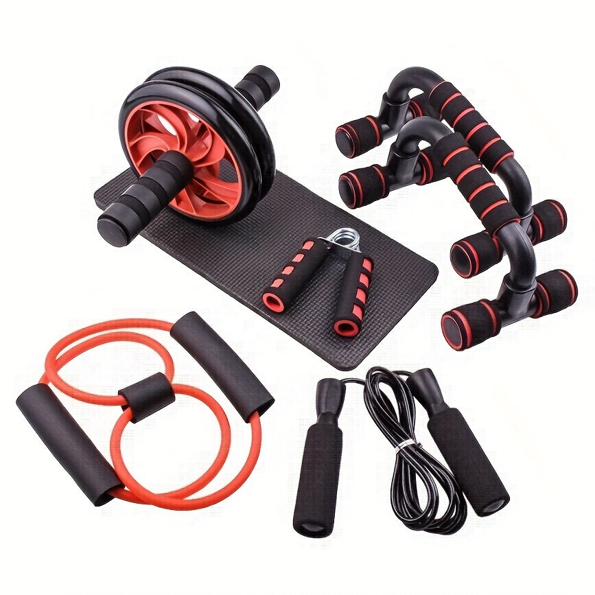 7-Piece Ab Workout Set for Core Strength Muscle Building and Fat Burning Black