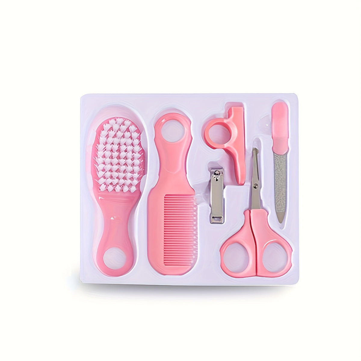 Newborn Baby Care Kit 6 Pieces Nail Hair Grooming Set with Brush Comb Manicure