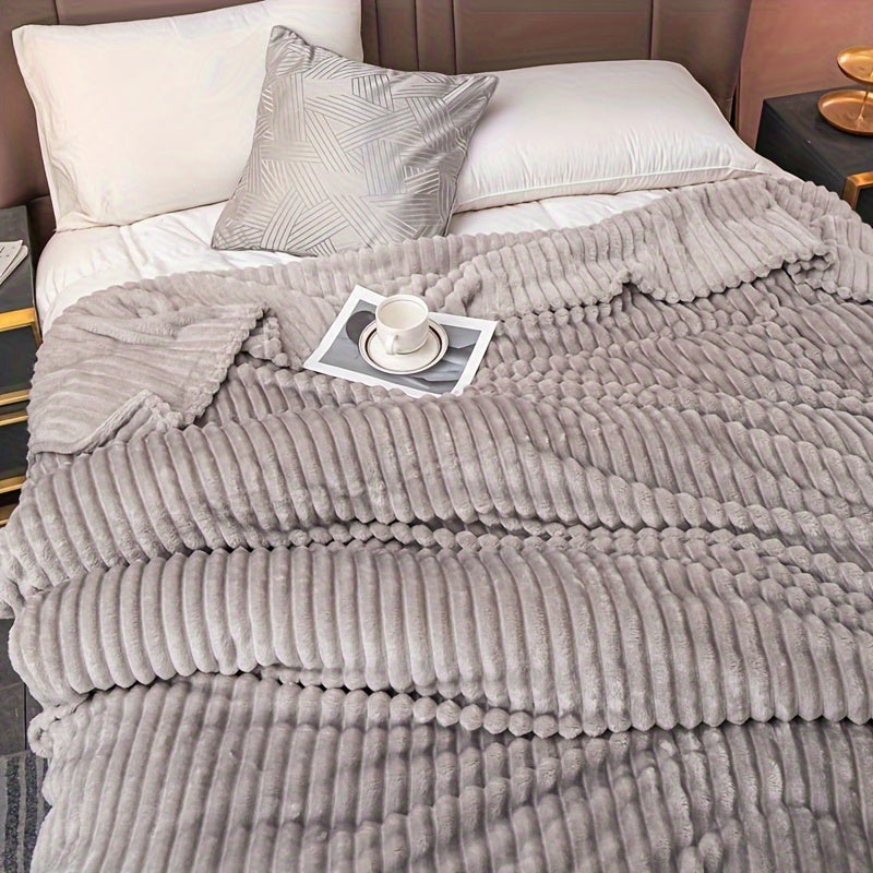 Plush Checkered Rabbit Fur Effect Blanket for Cold Nights and Cozy Snuggling