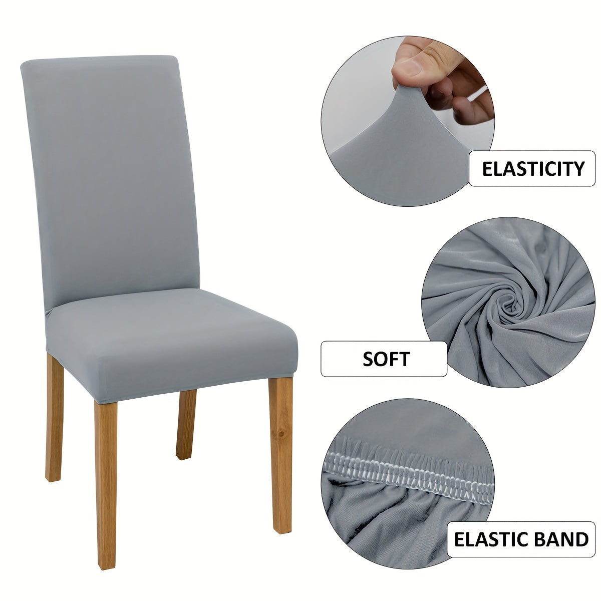 4/6pcs Water-Resistant Polyester Spandex Chair Covers with Elastic Band for Living Room