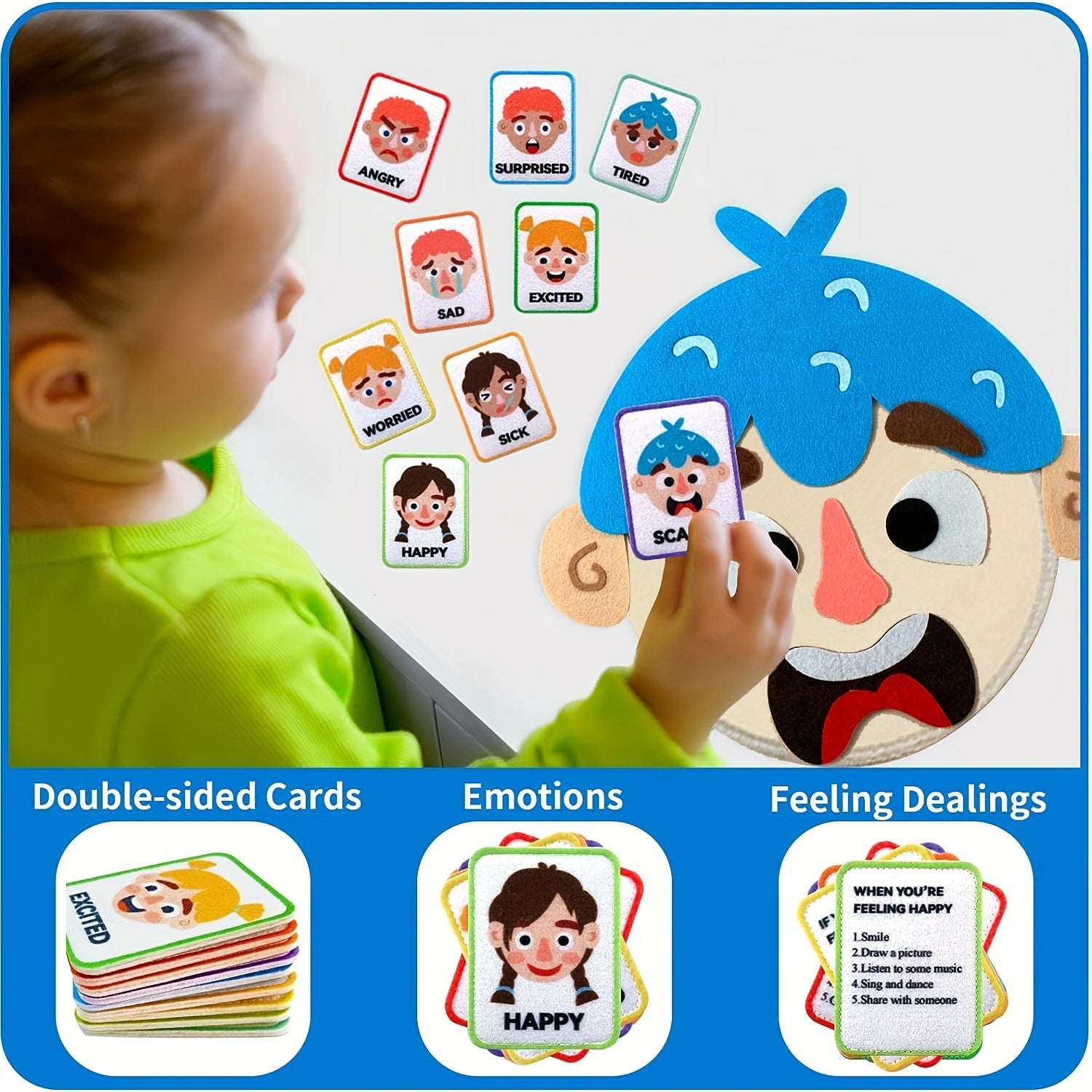 Children's Social and Emotional Learning Activities Kit with Facial Expression Games for Preschool Ages 3 and Up