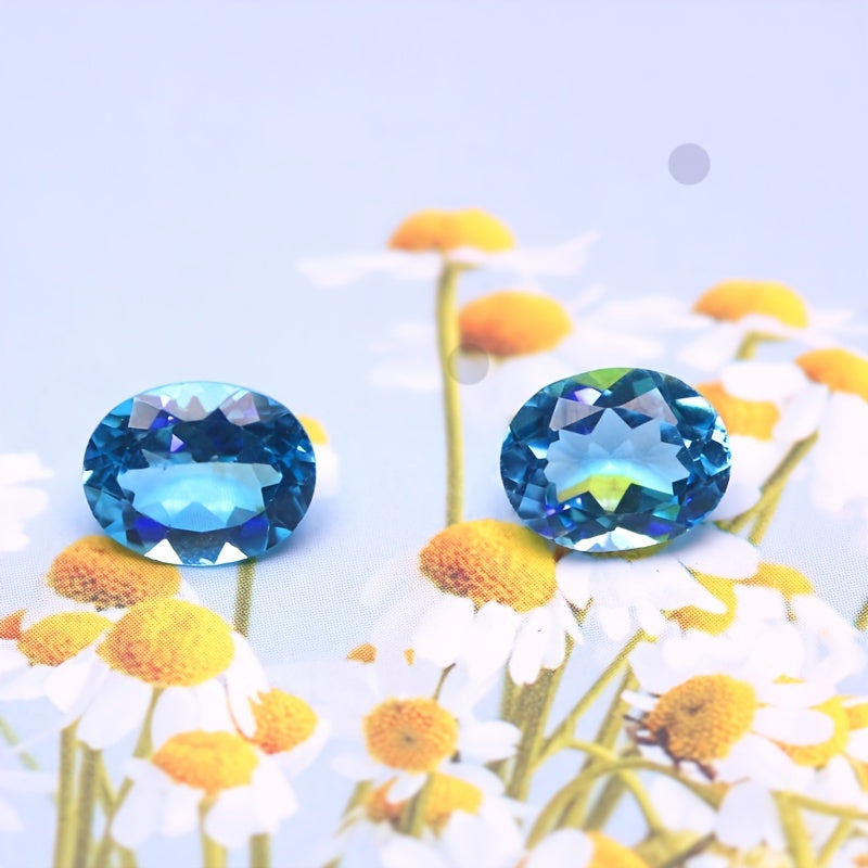 Кольцо в форме яйца с голубым топазом и розовым топазом с кристально чистыми драгоценными камнями