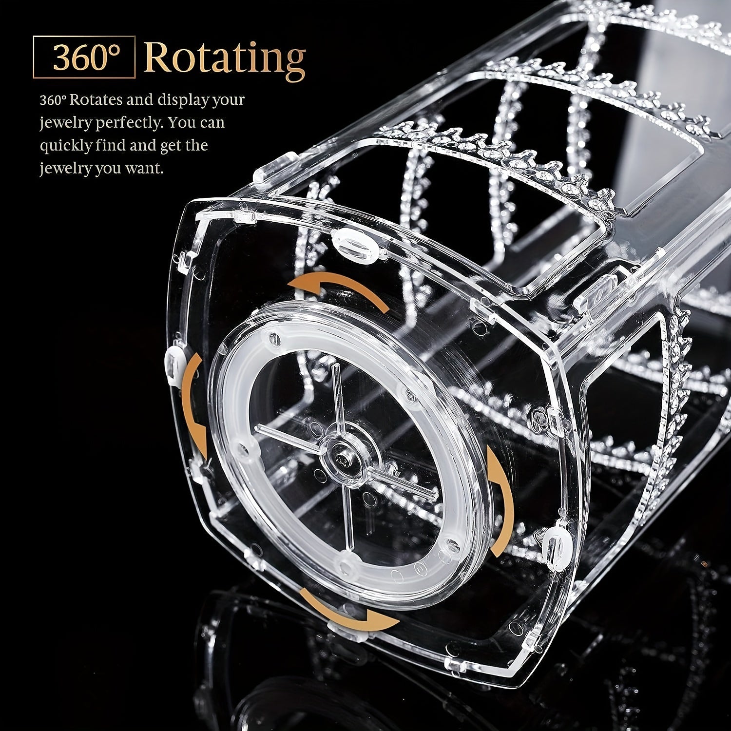 Clear Rotating Jewelry Organizer 4-Tier Tree Tower Stand for Earrings Bracelets Necklaces