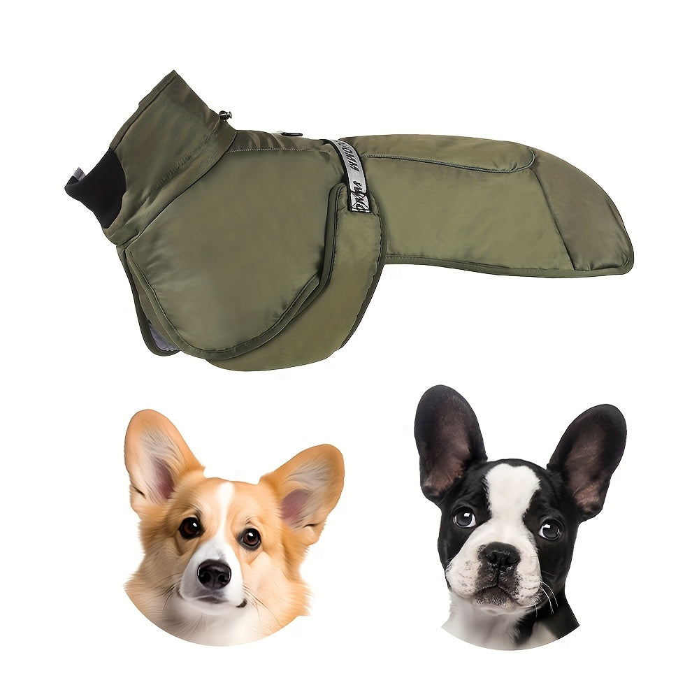 Waterproof Windproof Dog Jacket with Fleece Lining for Small to Large Breeds