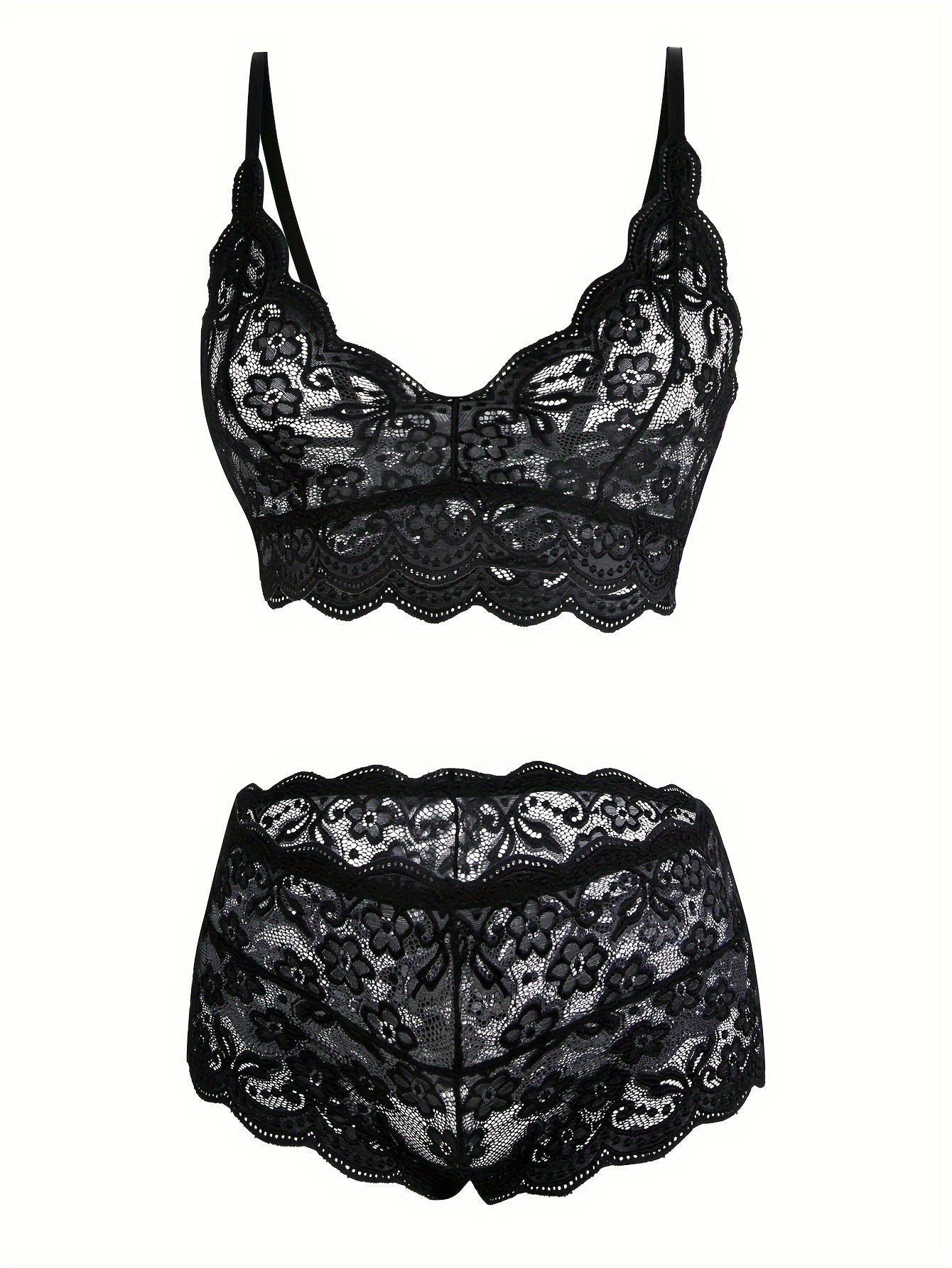 Conjunto de lencería de encaje para mujer, talla grande, rosa, paquete de ropa interior