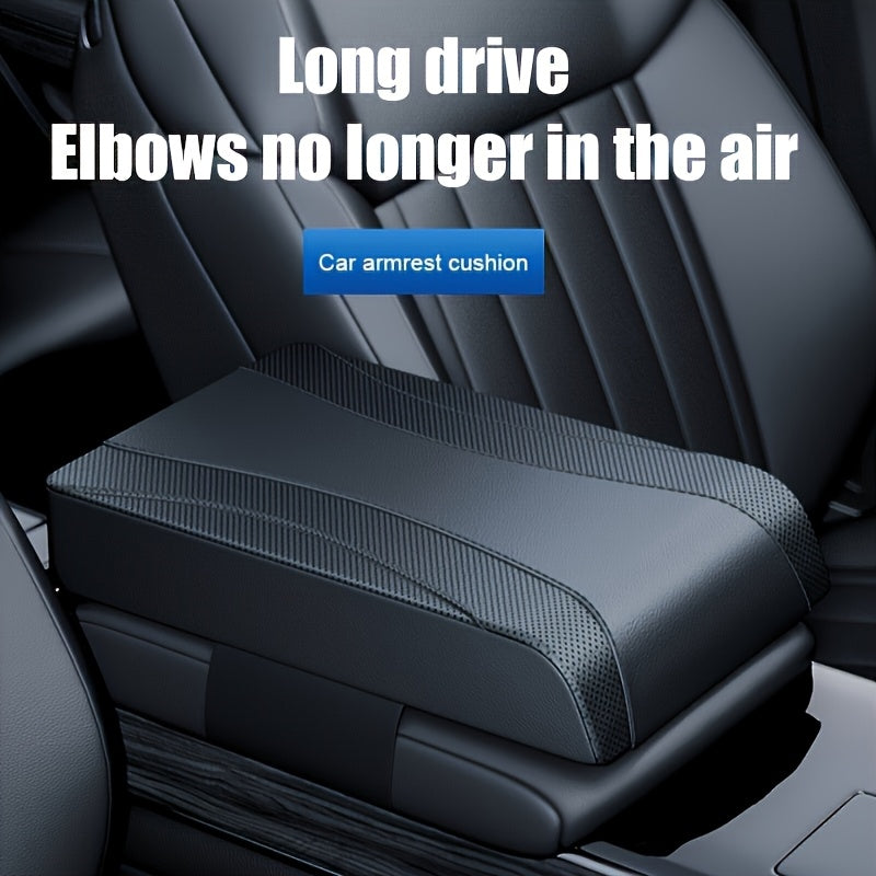 Universal Car Armrest Cushion with Memory Foam Black Ergonomic Support