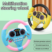 Kids Driving Simulator Toy with Sound Effects, Plastic Steering Wheel for Ages 3+ in Pink and Yellow