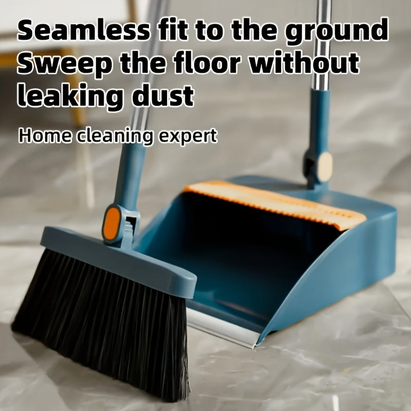 Household Broom and Dustpan Set for Hard Floors Non-Stick Hair Sweeping