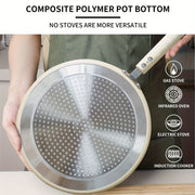 Gaz, elektr va induksiya uchun bej Maifan toshi va yog'och tutqichli yopishmaydigan krepe panlar to'plami