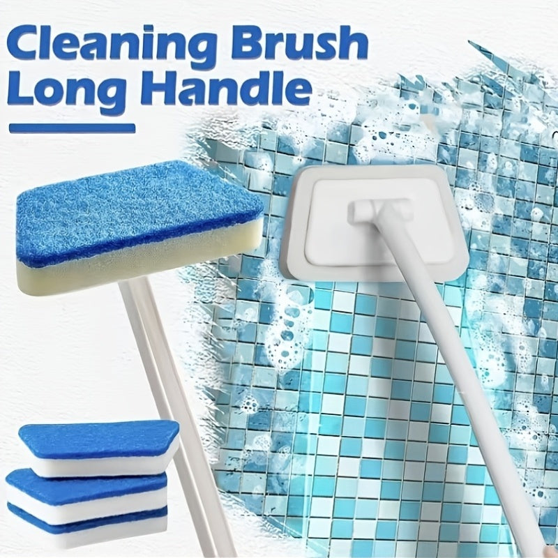 Set of 4 Multi-Use Cleaning Brushes with Long Handle and Detachable Heads