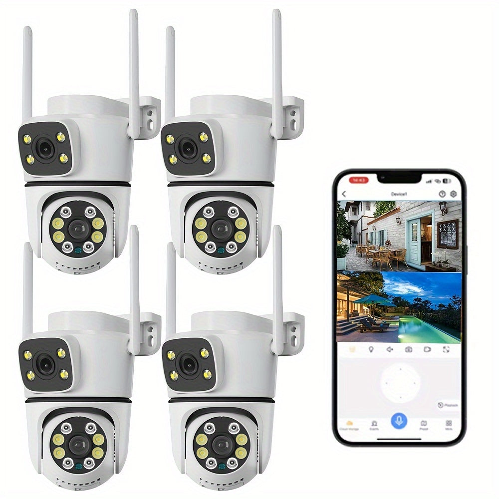 1080P Ikki tomonlama linzali tashqi xavfsizlik kamerası, kechqurun ko'rish, insonlarni aniqlash va ikki tomonlama audio