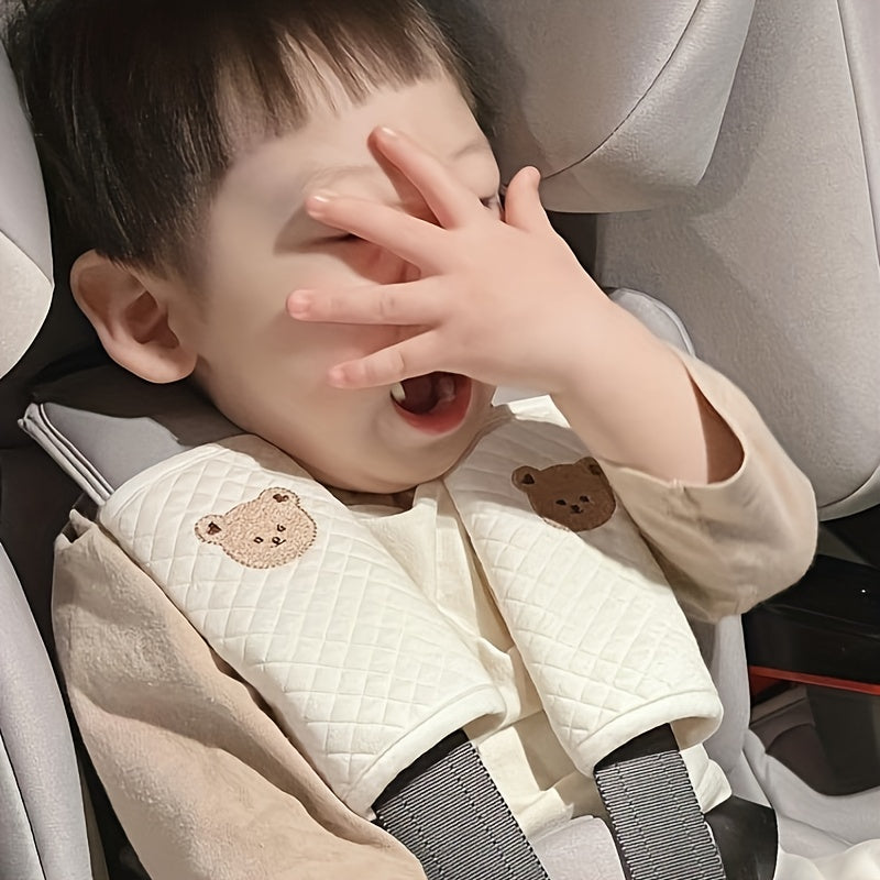 Baby Safety Seat Shoulder Strap Cover Cartoon Bear Soft Cushion for Strollers and Car Seats