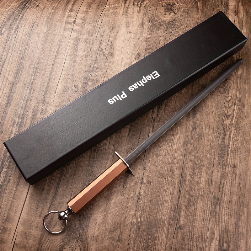 12-Inch Professional Handheld Knife Sharpener Steel with Fine Grit, Non-Electric Honing Rod