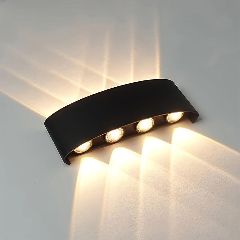 Aplique de pared LED para exteriores con luz cálida, montaje semi empotrado, plástico