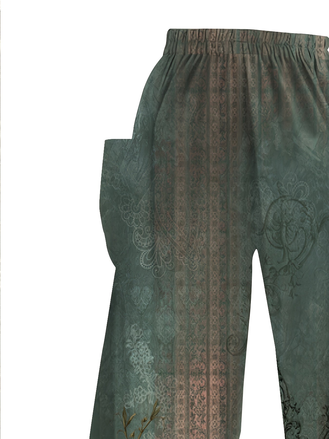 Plus-Size Women’s Wide-Leg Floral Print Pants with Pockets