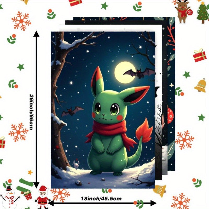 4 dona qorqiz, qor to'pi, Rojdestvo kiyik, iliq qish kiyigi, elka va Rojdestvo daraxti har biri 45.72 ga 66.04 sm o'lchamda. APYTN.